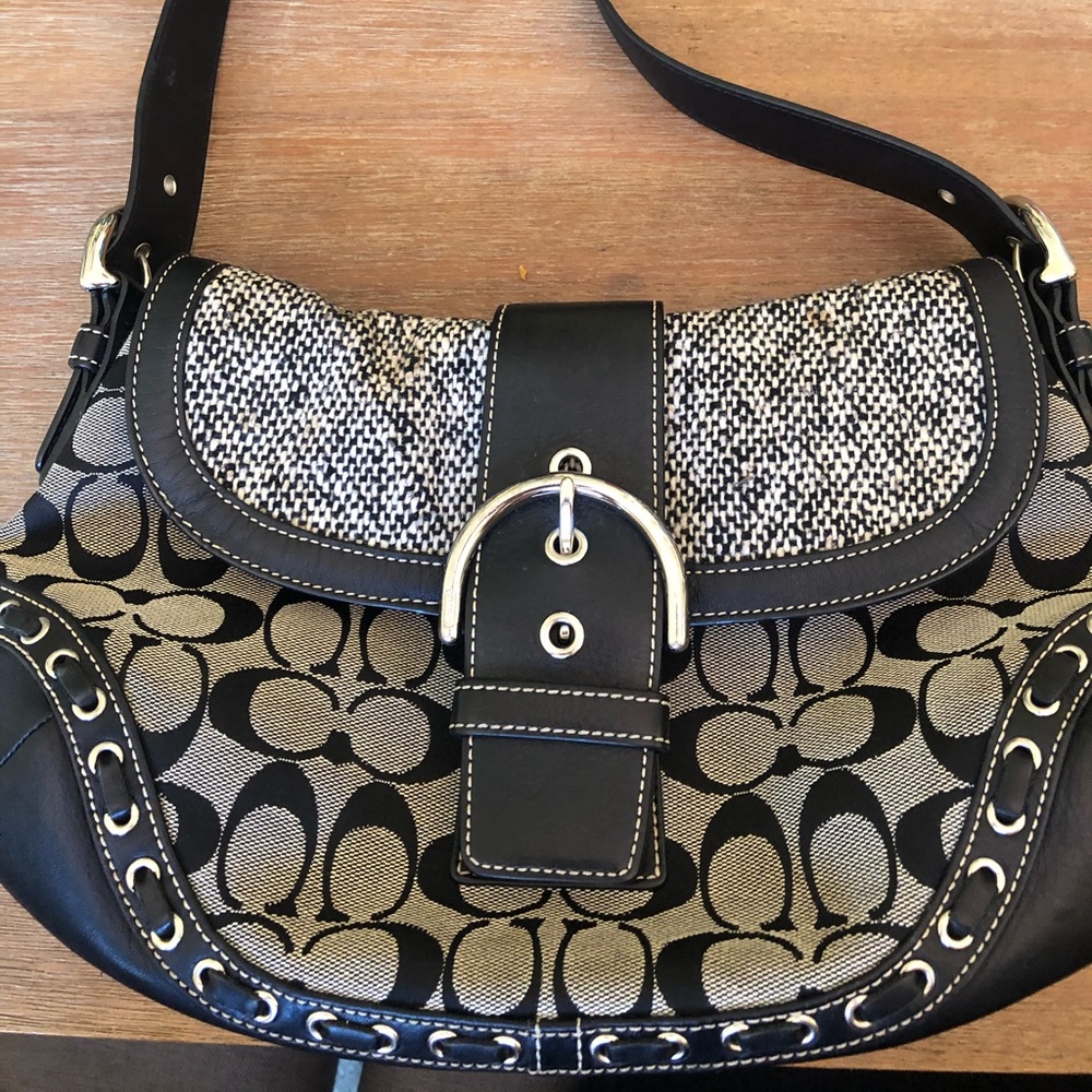 Coach tweed and Classic Coach C in gray and black